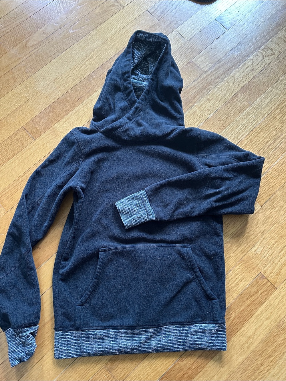 Women’s Black Hooded Pullover fleece with Contrast Trim